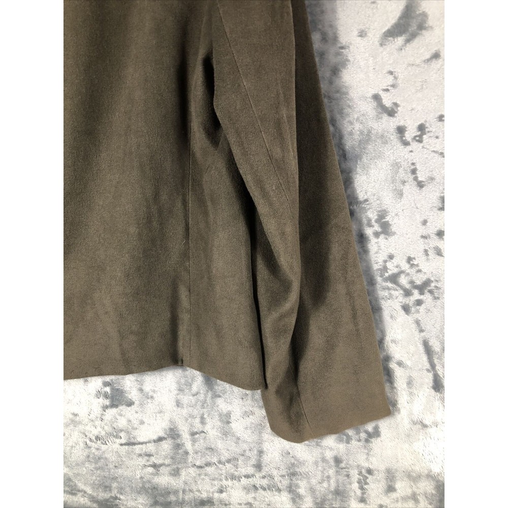 Anne Klein Neiman Marcus Suede Olive Green Women’s Moto Jacket Large Snap Front - Picture 13 of 15